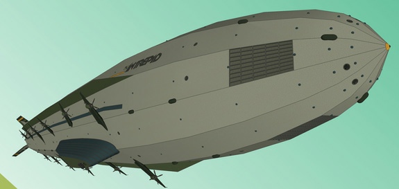 My Adventures In SketchUp - Intrepid: A Revolution In Design - Extra Large SketchUp Screenshot Displaying Intrepid In Its Entirety. The Viewer Is Below Starboard Fore Looking Aft.
